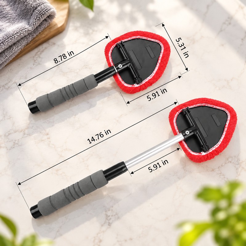 Telescopic Microfiber Windshield Cleaning Tool with Reusable Pad and Replacement