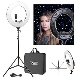Vidpro RL-18 LED 18-Inch Ring Light Kit with Stand and Case - 55W Dimmable 3200-5600K Variable Color Control Ring Light Set Compatible with Most Cameras and Smartphones Perfect for Photography Live