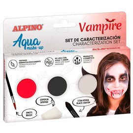 Alpino Aqua Make Up Vampire Characterisation Set | Water Based Face and Body Makeup | Ideal for Costumes for Children and Adults | Water Based Paint for Leisure and