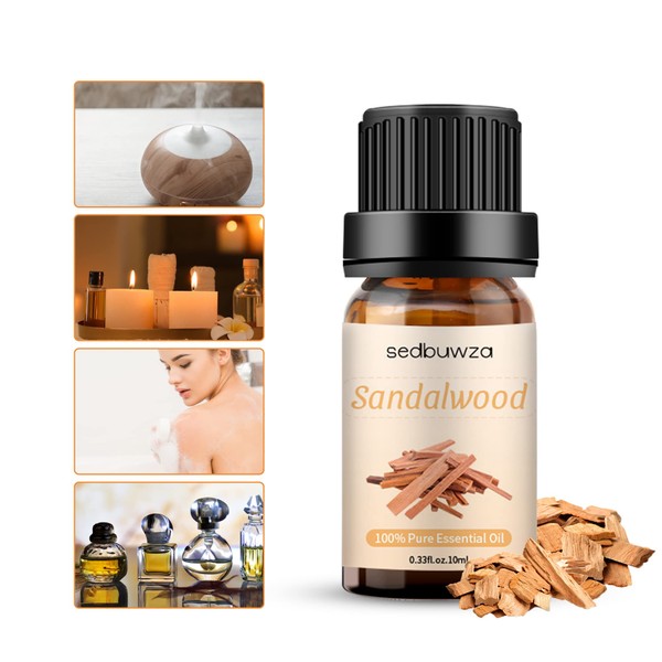 Sandalwood Essential Oil 10ML, 100% Pure Organic Essential Oil, Natural Aromatherapy Oil for Diffuser, Bath, Massage