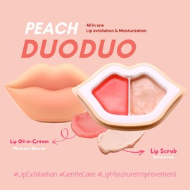 KOCOSTAR Peach Duoduo Lip Scrub & Lip Oil in Cream - Lip Care, Hydrating, Lip Scrub 23 g + Lip Oil-in-Cream 20 g