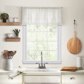 Elrene Home Fashions Cameron Linen Window Valance, 60" W x 15" L (1 Valance), White