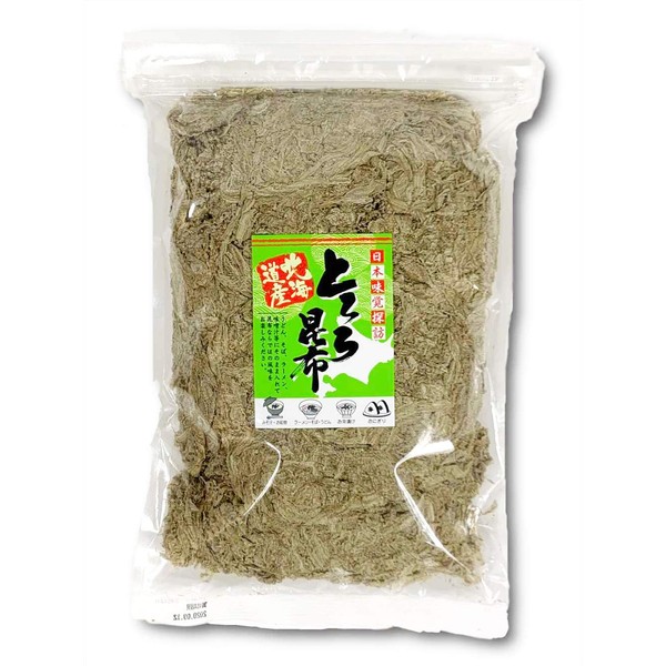 Commercial Grated Yam Kelp Only Made in Hokkaido Natural Kelp, 17.6 oz (500 g), Large Capacity, Convenient Zipper Included