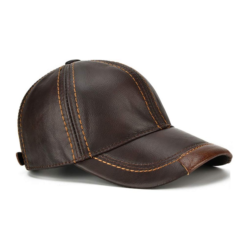 Gudessly Adjustable Men's Genuine Cowhide Leather Baseball Cap for Fall