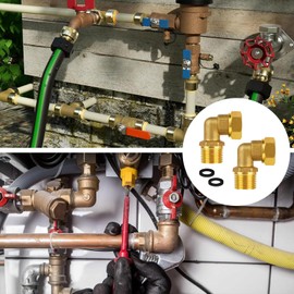2 pieces movable brass screw connections, 1/2 inch angle 90 degrees, 1/2 inch male x 1/2 inch female thread, DN15 90° angle fitting for water installations and heating systems