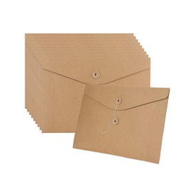 10Pcs A4 Envelope Files Folder Paper Wallet Folder Files Receipts Organiser Documents Folder Paper Files Bag with String Projects Pockets Storage Pouch Sleeves for Office School Home