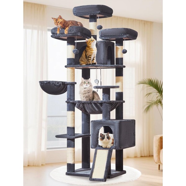 Taoqimiao 76-Inch Cat Tree with Scratching Posts,XXL Cat Tower for