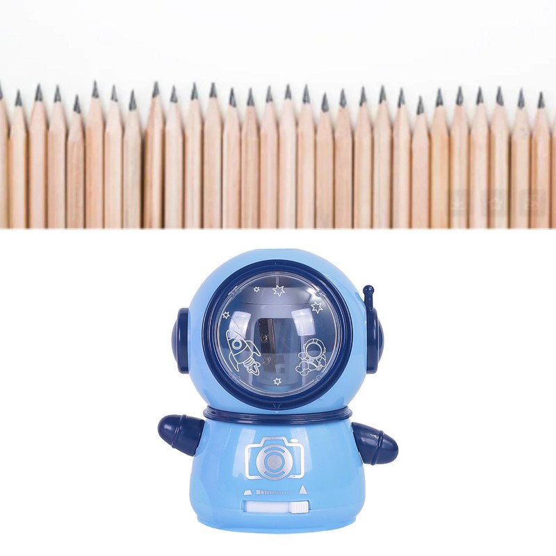 Spaceman Pencil Sharpeners Cartoon Cute Safe Flexible Electric Pencil Sharpener