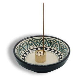 Pddyier Ceramic Incense Burner Holder for Sticks, Handmade Incense Cone Holder for Coil, Sage Cones, Ash Catcher, Smudge Bowl for Yoga Meditation Room Décor