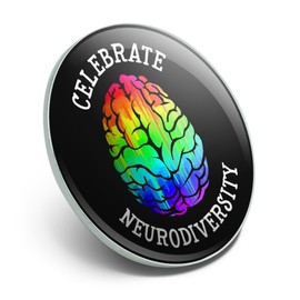 Celebrate Neurodiversity Brain Autism Rainbow Spectrum Metal 1.1" Tie Tack Hat Lapel Pin Pinback