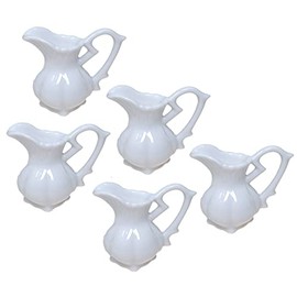 ACSWEBSHOP 5pcs Milk Pitcher Creamer White Commercial Cafe Tableware Afternoon Tea