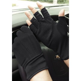 Summer Gloves Men's Fingerless Fitness Half Finger Cotton Cycling Gloves Non-Slip Anti-UV Protection Breathable Sports Gloves Training Gloves for Driving Golf Outdoor Motorcycle