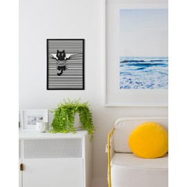 Black Cute Cat Gifts for Women, Cats Ornaments for Cat Lovers Gifts, Wall Sculptures Black Metal Wall Art Decoration Suitable for Bedroom Living Room Bathroom Kitchen Hallway