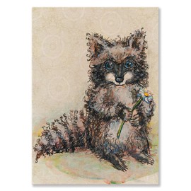 Oopsy Daisy Raccoon and Daisy Canvas Wall Art, Gray/Neutral, 10" x 14"