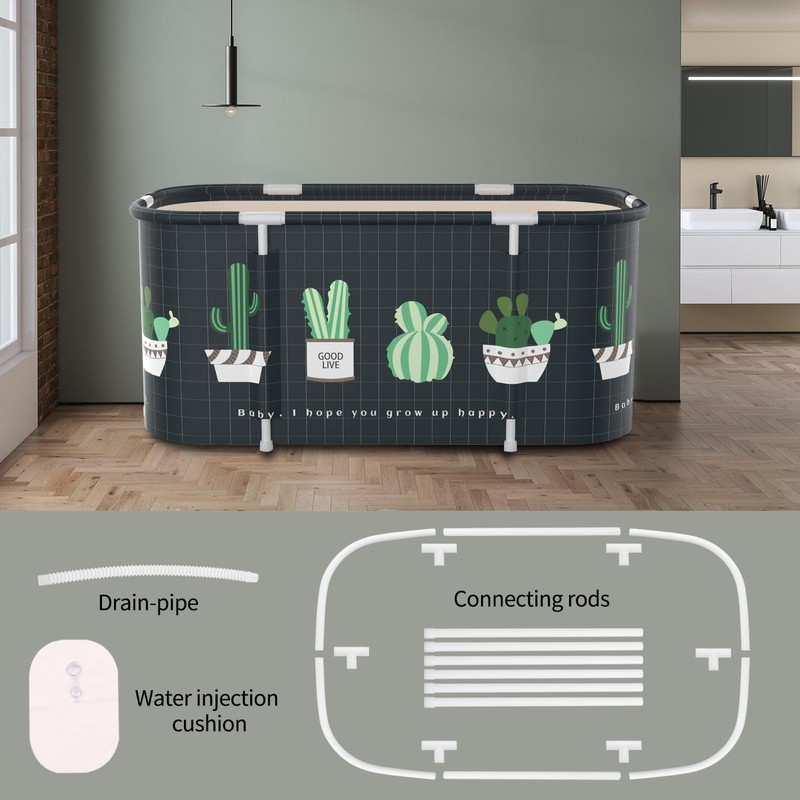 Portable Foldable Bathtub,Foldable Soaking Bathtub for Adults, Freestanding Bathtubs, Hot
