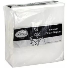 Lillian Premium Package of 3 Ply White Large Dinner Napkins 75 Ct.