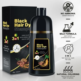 Black Hair Dye Shampoo 3 in 1 Champu Para Canas for Gray Hair Coverage, Natural Herbal Black Hair Color Shampoo for Women, shampoo para pintar el cabello