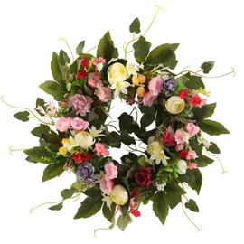 European Simulation Spring Wreath Artificial Flower Lintel Wreath Hanging Decoration for Wedding Holiday Home