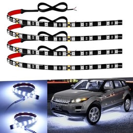 Keiurot 12V White LED Strip Lights for Cars, 12-Inch Connectable 4-Pack | IP68 Waterproof Flexible for Cars Motorcycle Golf Cart Boat Marine,100 cm 22