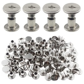 Hezhou 50 Pairs of Chicago Screws 5 mm x 8 mm Binding Screws Binding Screws Kits Metal Round Head Chicago Fixing Screw Rivets for DIY Leather Decoration Bookbinding Screws