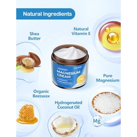 WhereHike Crema Tópica Natural De Magnesio Para Dormir, Loción Nocturna De Magnesio Para El Dolor Y Los Calambres En Las Piernas, Relajación Muscular,