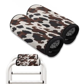 Hechitok Cow Brown Universal Walker Hand Grip Padded Covers Non-Slip Cushion Foam for Folding Wheelchair Rollator Crutch Handle Pads 2-Pack