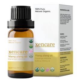 XENCARE Organic Food-grade Ylang ylang Essential Oil - 100% Pure and Natural 0.33 fl oz, 10mL derived from the Steam-distilled Ylang ylang flowers - Extra