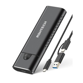 RSHTECH M.2 NVMe SSD Enclosure, 10Gbps NVMe SATA SSD Caddy for M-Key & B+M Key M.2 SSDs, Aluminum USB 3.2 Gen2 External NVMe Enclosure Supports Tool-Free, Driver-Free