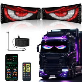 2pcs Devil Eyes Light for Windshield,14“*4”Programmable Flexible LED Display with Remote/App Control,Custom Animations, Patterns & Text,for Cars,Trucks,Store