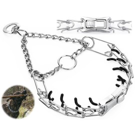 MOZETO Prong Collar for Dogs, Adjustable Quick Release Stainless Steel Dog Pinch Training Collar with Metal Buckle