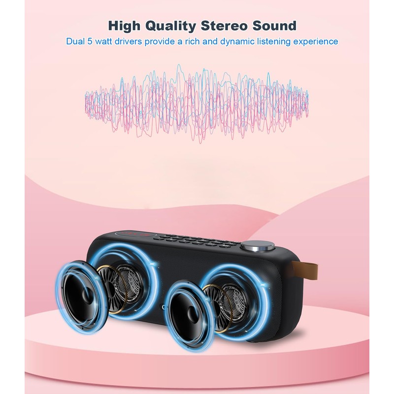 Portable Bluetooth Speaker FM Radio Digital, Support USB/SD Card MP3