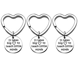 3pcs Key Chain Rings Teacher Appreciation Gifts Key Holder It Takes A Big Heart to Teach Little Minds (C)
