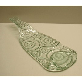 UpCycled Clear Swirl Textured Wine Bottle Recycled as a Cheese Tray or Sushi Platter