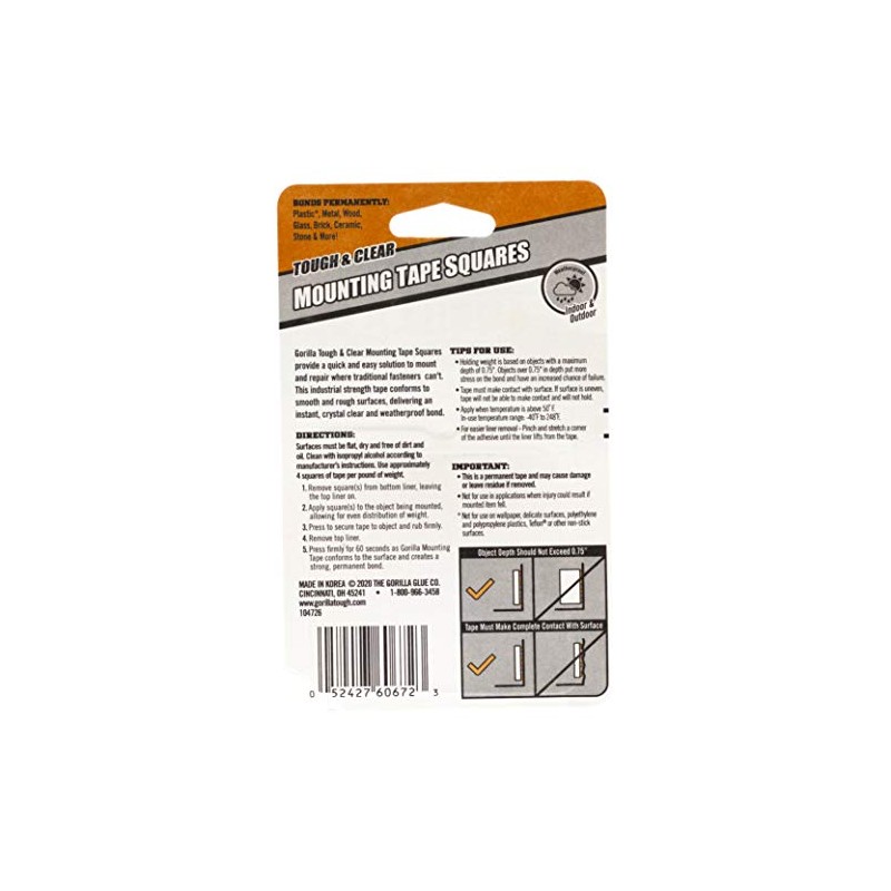 Gorilla Tough & Clear - Cuadros de cinta de doble