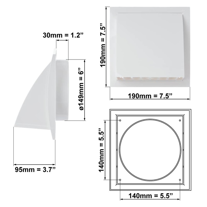 Ø 150mm / 6'' Cowled Duct Cover with Gravity Flap