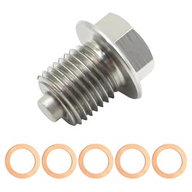JUUDDENPARTS M14x1.5 Magnetic Oil Drain Plug Stainless Steel Oil Drain Plug with Copper Washer Gaskets Magnetic Oil Drain Bolt Replacement for Honda Replacement for Acura