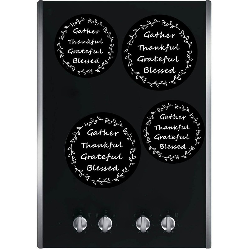 Ritadeshop Burner Covers for Electric Stove(Thankful Gather Grateful Blessed), Black