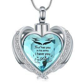 VCCWYQK Urn Necklace for Ashes for Women - Crystal Heart Urn Necklace with Mini Keepsake Urn Memorial Ash Jewellery, Stainless Steel, No Gemstone