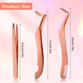 Ouligay Pack of 3 Eyelash Tweezers Applicator, False Eyelash Tweezers Set Made of Stainless Steel Curved Tip Fishtail Artificial Eyelash Clip for Women Eyelash Extension