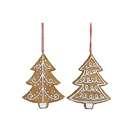 Gisela Graham : Gingerbread Christmas Trees Christmas Decorations (Set of 2)