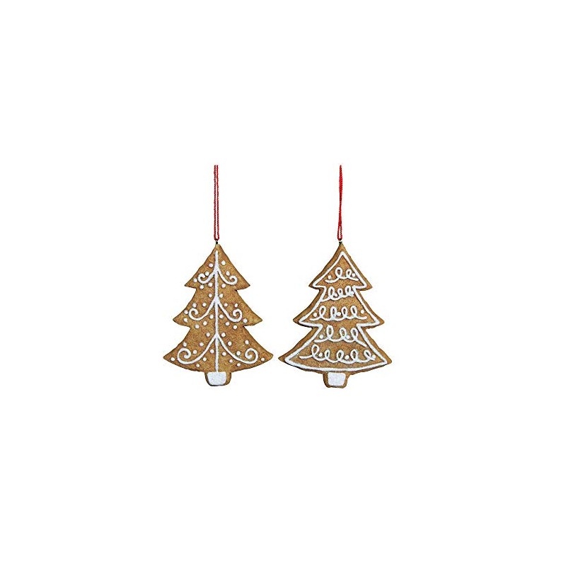 Gisela Graham : Gingerbread Christmas Trees Christmas Decorations (Set of
