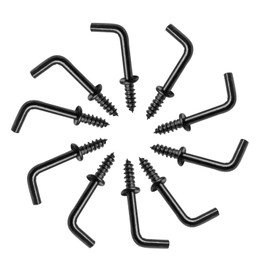 Biaungdo 100 Pack 1/2" L Hooks, Black Screw in Hooks Small L Shaped Hooks Right Angle Screw Hooks 7 Shape Hook Mini Self Tapping Screw Hooks Tiny Metal Screw Hooks for Hanging