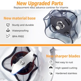 48oz Blender Pitcher Replacement for Vitamix Fits Quiet One VM0100A 15978 16016 36019 VM0145 Commercial BarBoss Advance Drink Machine Touch & Go Blender Container Cup Jar Jug Parts, 3-Yr Warranty