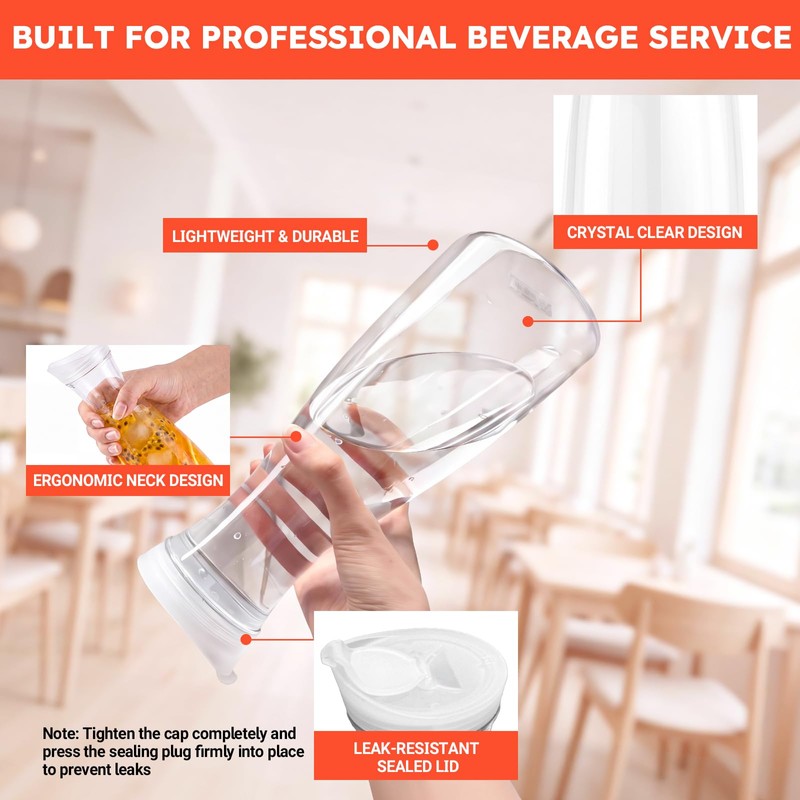 2 Pack Commercial Water Carafes with Flip Top Lid, 50