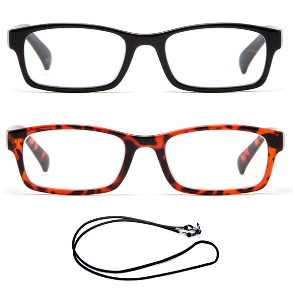 Unisex Slim Fit Small Squared Reading Glasses with Spring Hinge