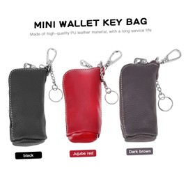 Gatuida Mini PU Leather Wallet with Hook Portable Coin Pouch for Keys and Items Elegant Black Design for Colleagues and Family