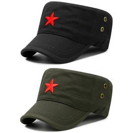 COOLSOME Vintage Fatigue Red Star Mao Army Military Hat - green - One size