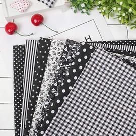 Egurs Black Patchwork Fabric Pack of 7 50 x 50 cm DIY Flat Cotton Fabric Packages 50 x 50 cm