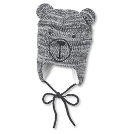 Sterntaler Unisex Children's Knitted Hat Baby Knitted Hat Bear Face, Anthracite Mixture
