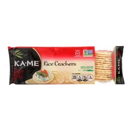 UD_Ka'me Healthy Grain Snacks-Case 12 3.5 Oz. Sesame Rice Crackers Baked Fried Noodles Soft Texture Kosher Halal Certified Salty
